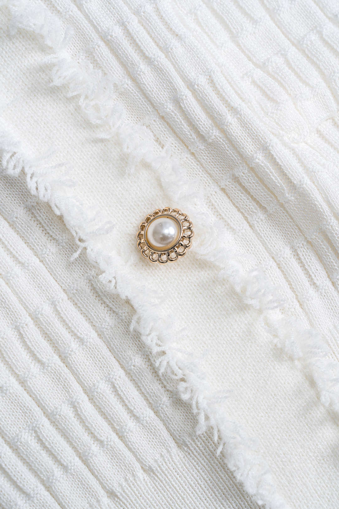 Gebreide V-hals Knop Korte Mouw Jurk