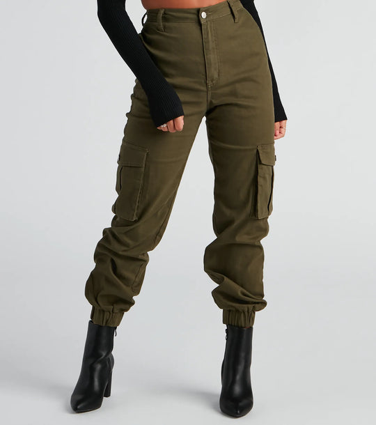 Jog Mijn Geheugen Hoge Taille Cargo Joggers