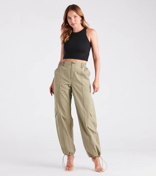 Top Cool Girl Parachute Cargo Pants