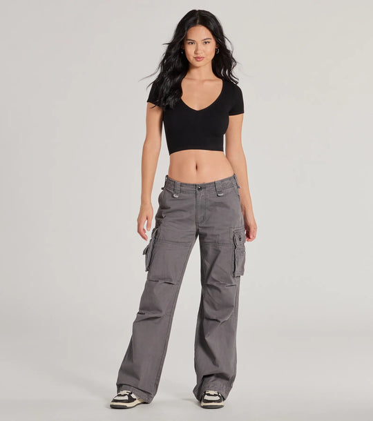 Step It Up Mid-Rise Twill Cargo Broek