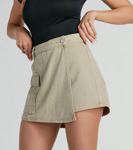 Top Quality Cargo Twill Mini Skort