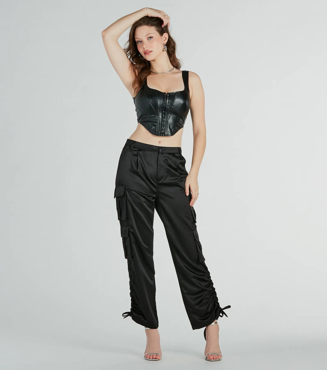 Trendy Babe Satijnen Cargo Broek