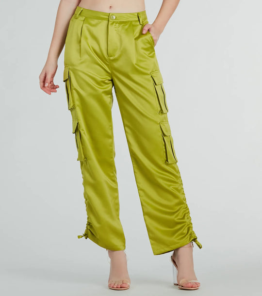 Trendy Babe Satijnen Cargo Broek