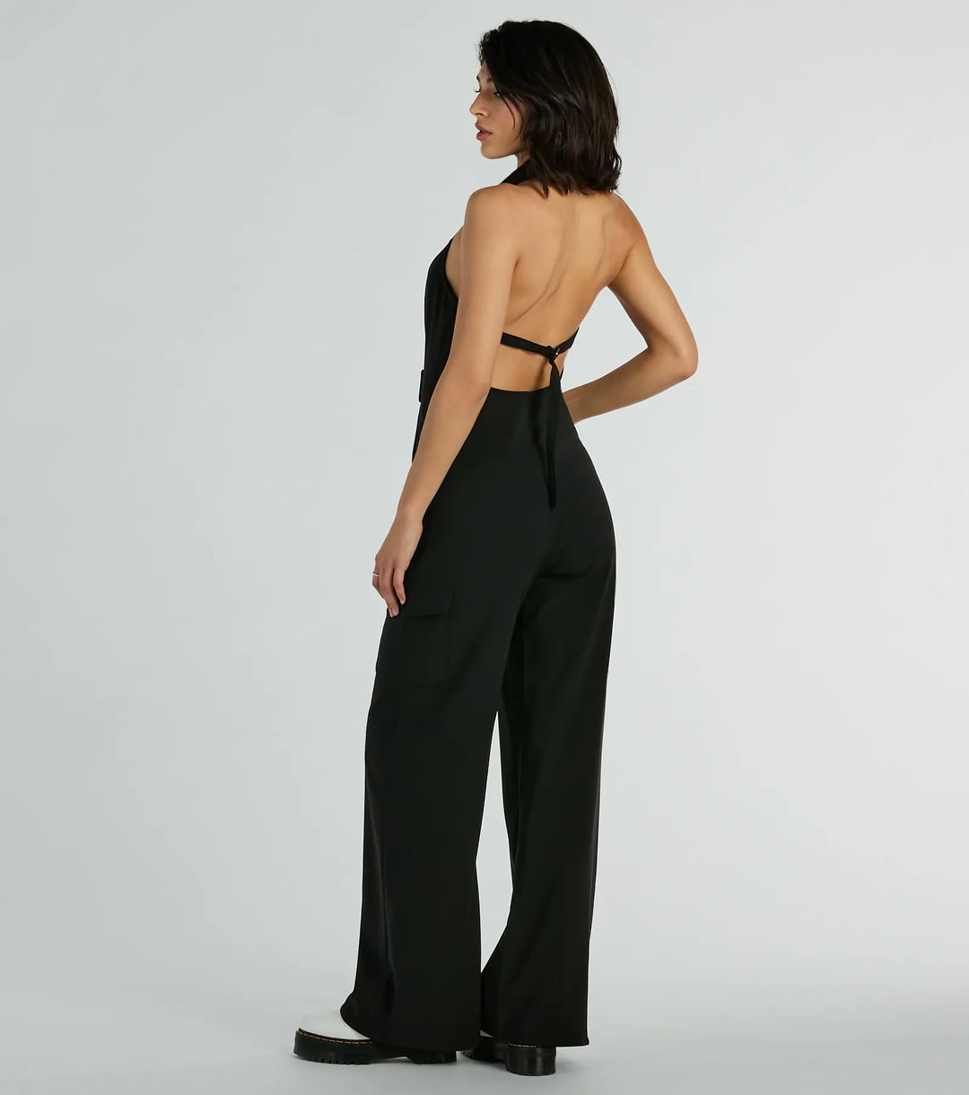 Trendsetting Babe Collar Zip-Front Cargo Jumpsuit