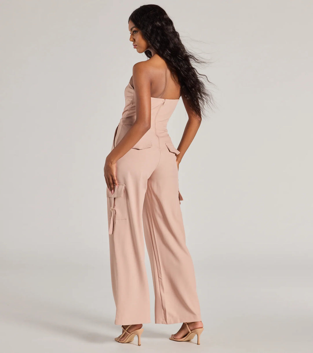 Casual and Chic Vibe Strapless Cargo Jumpsuit