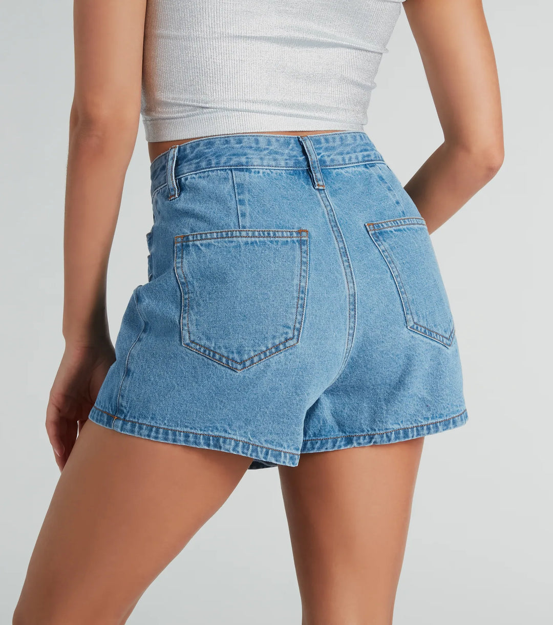 Coolste Deets Wrap-Front Denim Cargo Skort