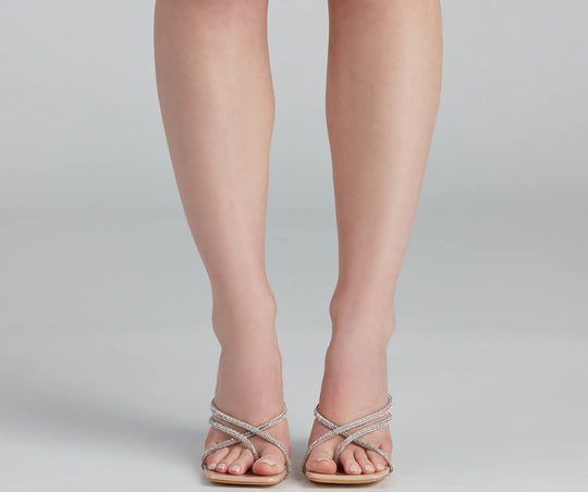 Dazzle In Rhinestone Vierkante Teen Mules