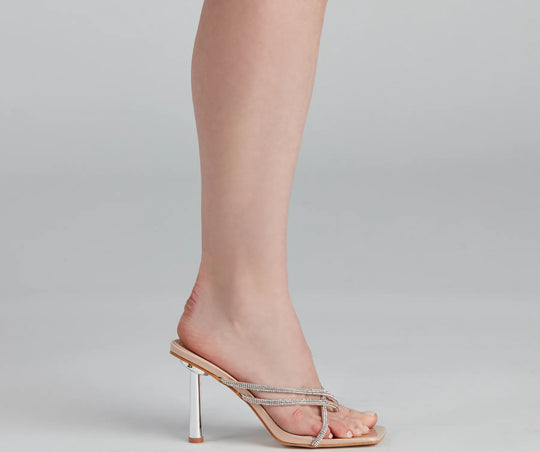 Dazzle In Rhinestone Vierkante Teen Mules