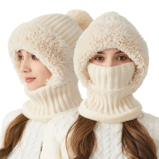 Women's Integrated Neck Protection Hat | Ideal for Winter