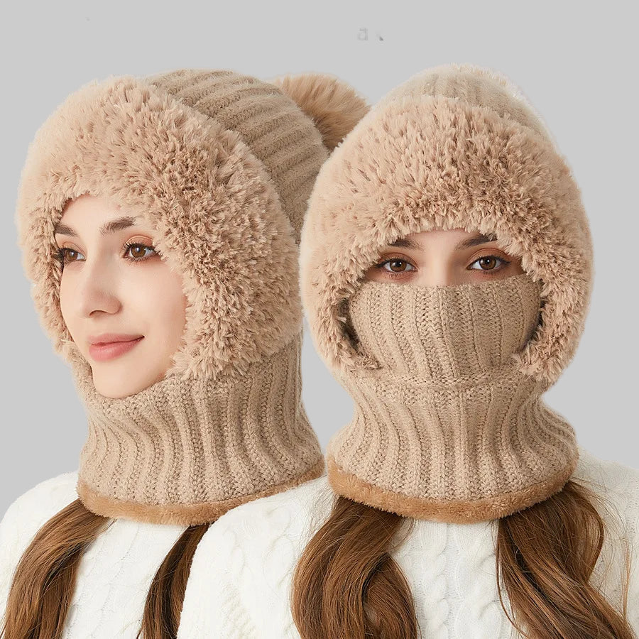 Women's Integrated Neck Protection Hat | Ideal for Winter