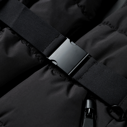 Dames Zwarte Waterdichte Gewatteerde Jas | Met Hoge Kraag en Riem | Warme Winterjas