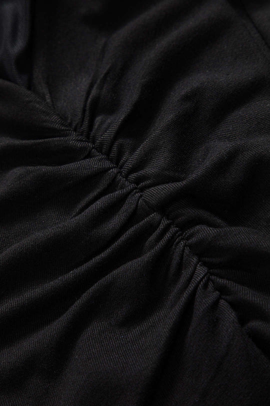 Gekruiste Mesh Doorzichtige V-Hals Lange Mouw Maxi Jurk