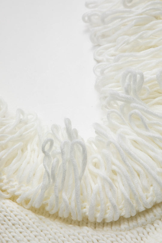 Gebreide Franje Geknoopte Halter Nek Rugloze Jurk