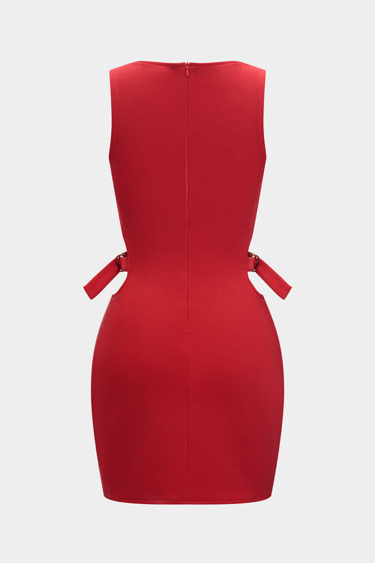 Cutout Zipper Sleeveless Midi Dress 