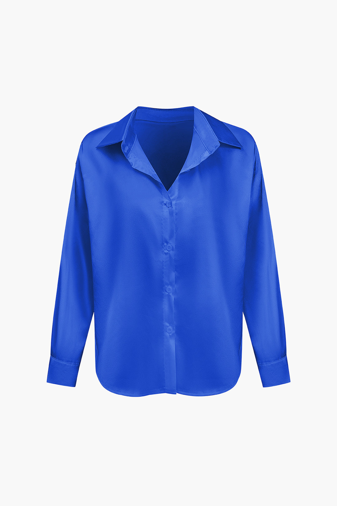 Lillian - Basis Effen Satijnen Dames Langsleeve Shirt
