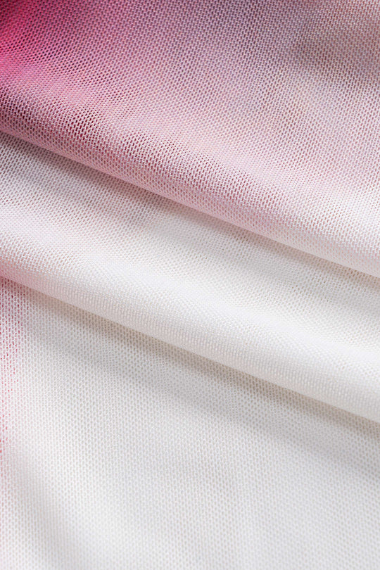 Floral Contrast Print Mesh Strapless Mouwloze Maxi Dress