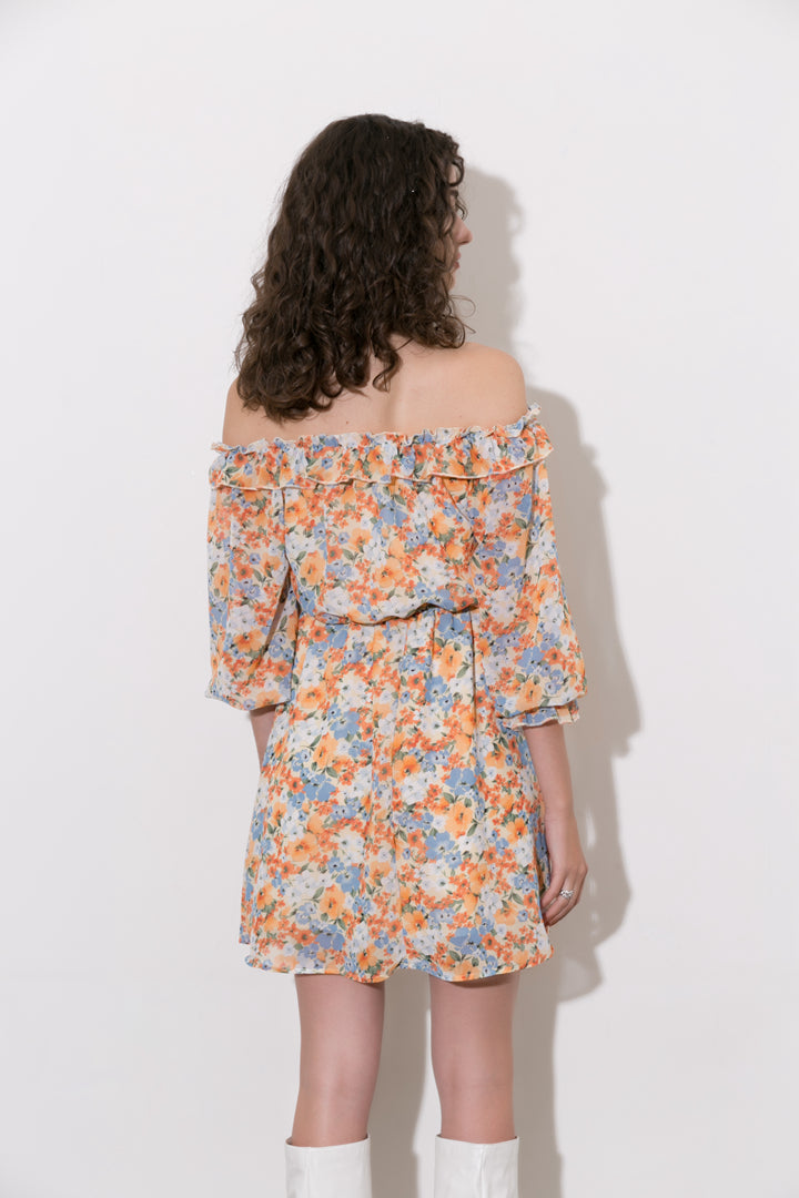 Floral Off The Shoulder Mini Dress 