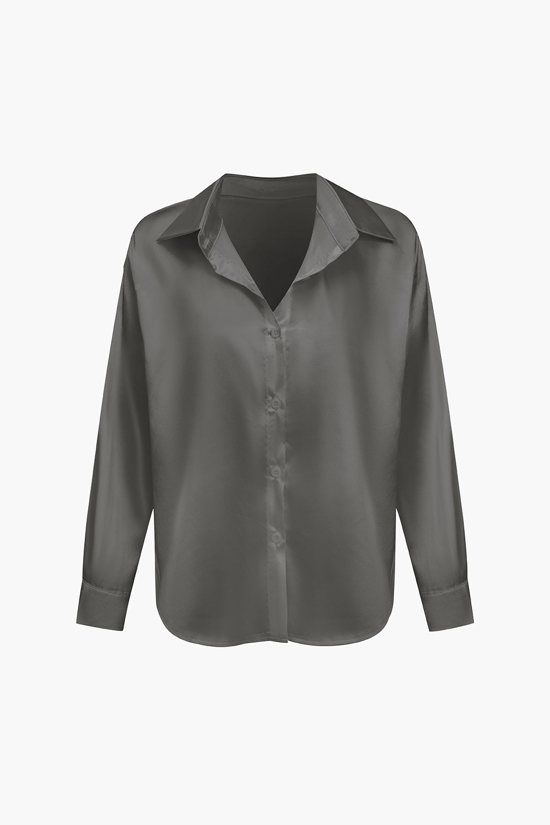 Lillian - Basis Effen Satijnen Dames Langsleeve Shirt