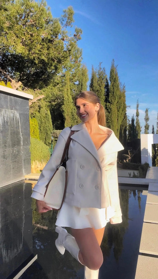 Alina - Elegante Dubbele Knoop Ontwerp Vrouwen Peacoat