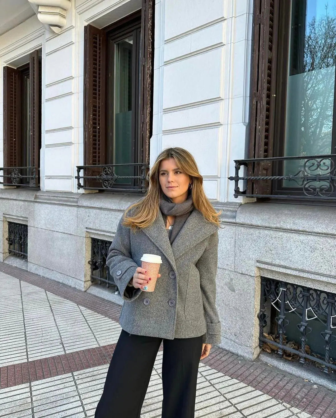 Alina - Elegante Dubbele Knoop Ontwerp Vrouwen Peacoat