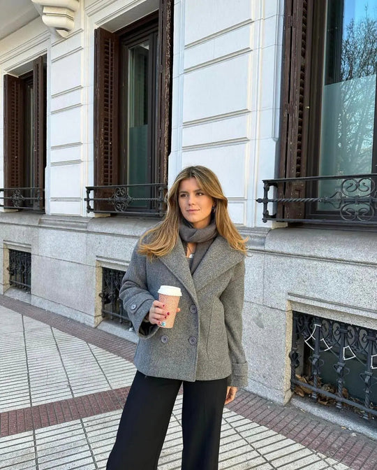 Alina - Elegante Dubbele Knoop Ontwerp Vrouwen Peacoat