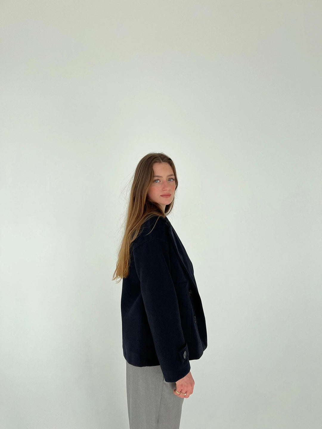 Alina - Elegante Dubbele Knoop Ontwerp Vrouwen Peacoat