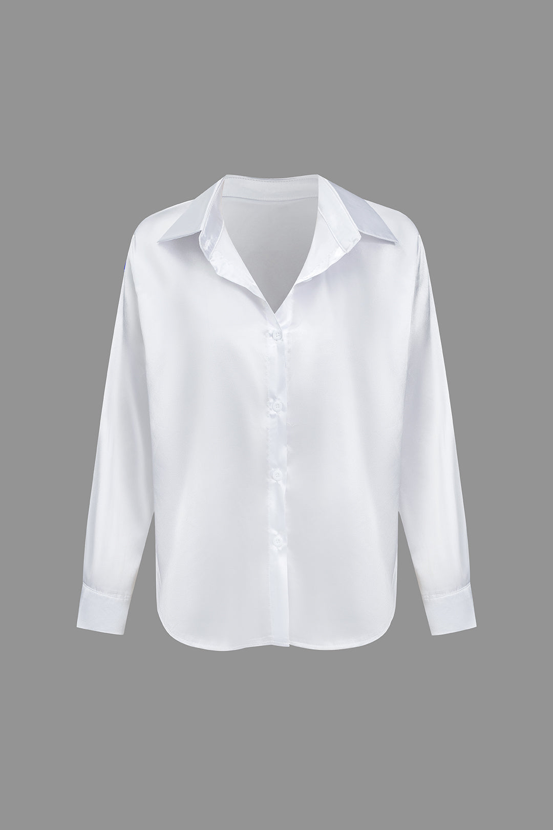 Lillian - Basis Effen Satijnen Dames Langsleeve Shirt