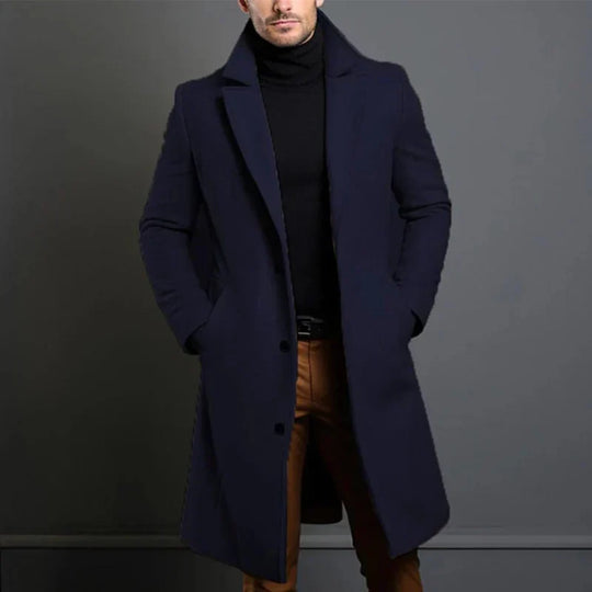 Long Coat with Classic Collar for Men | Ideal for Cold Days