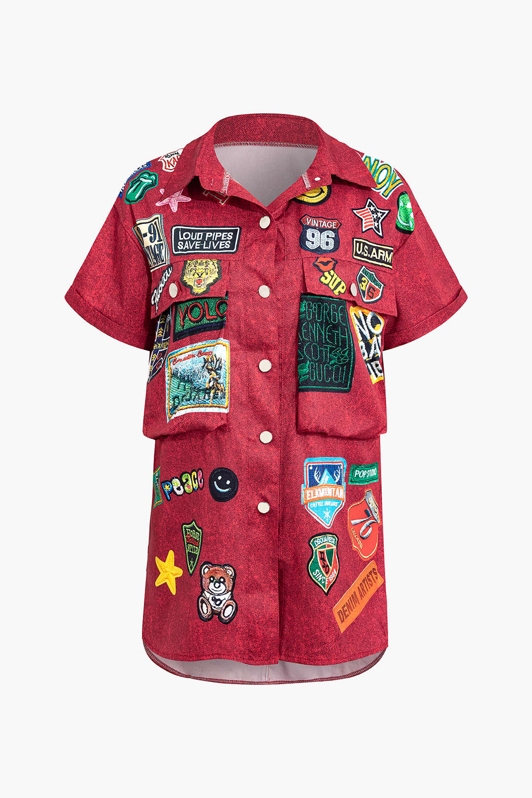 Yelena - Trendy Button Front Printed Women's Cropped Shirt