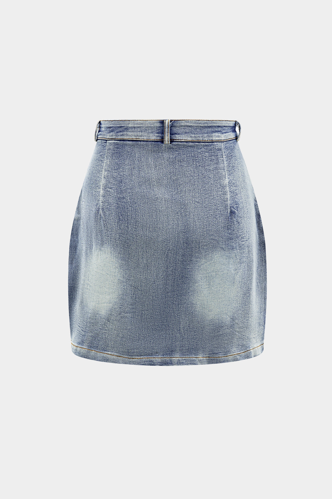 Denim Halter Top with Bow Detail and Mini Skirt Set