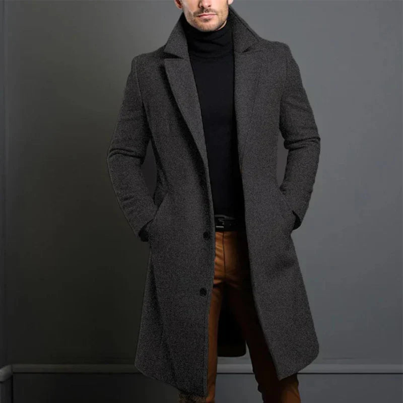 Long Coat with Classic Collar for Men | Ideal for Cold Days