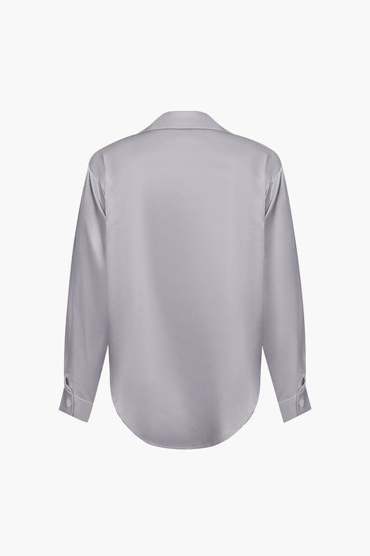 Lillian - Basis Effen Satijnen Dames Langsleeve Shirt