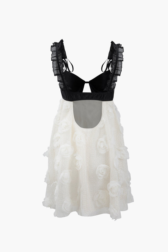 Frill Strap Bloemen Backless Mini Jurk