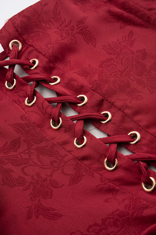 Jacquard Bustier Slip Asymmetrische Mouwloze Midi Jurk