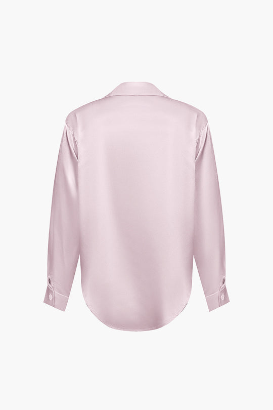 Lillian - Basis Effen Satijnen Dames Langsleeve Shirt