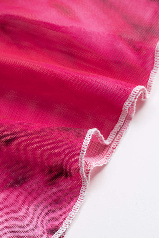 Floral Contrast Print Mesh Strapless Mouwloze Maxi Dress