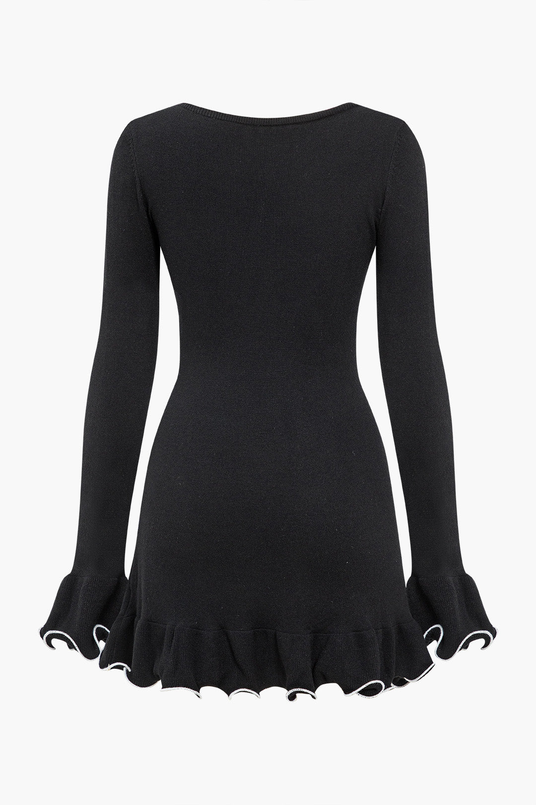 Gebreide Jurk met Contrast Whipstitching