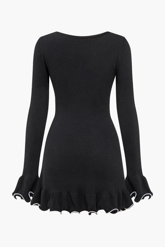 Gebreide Jurk met Contrast Whipstitching