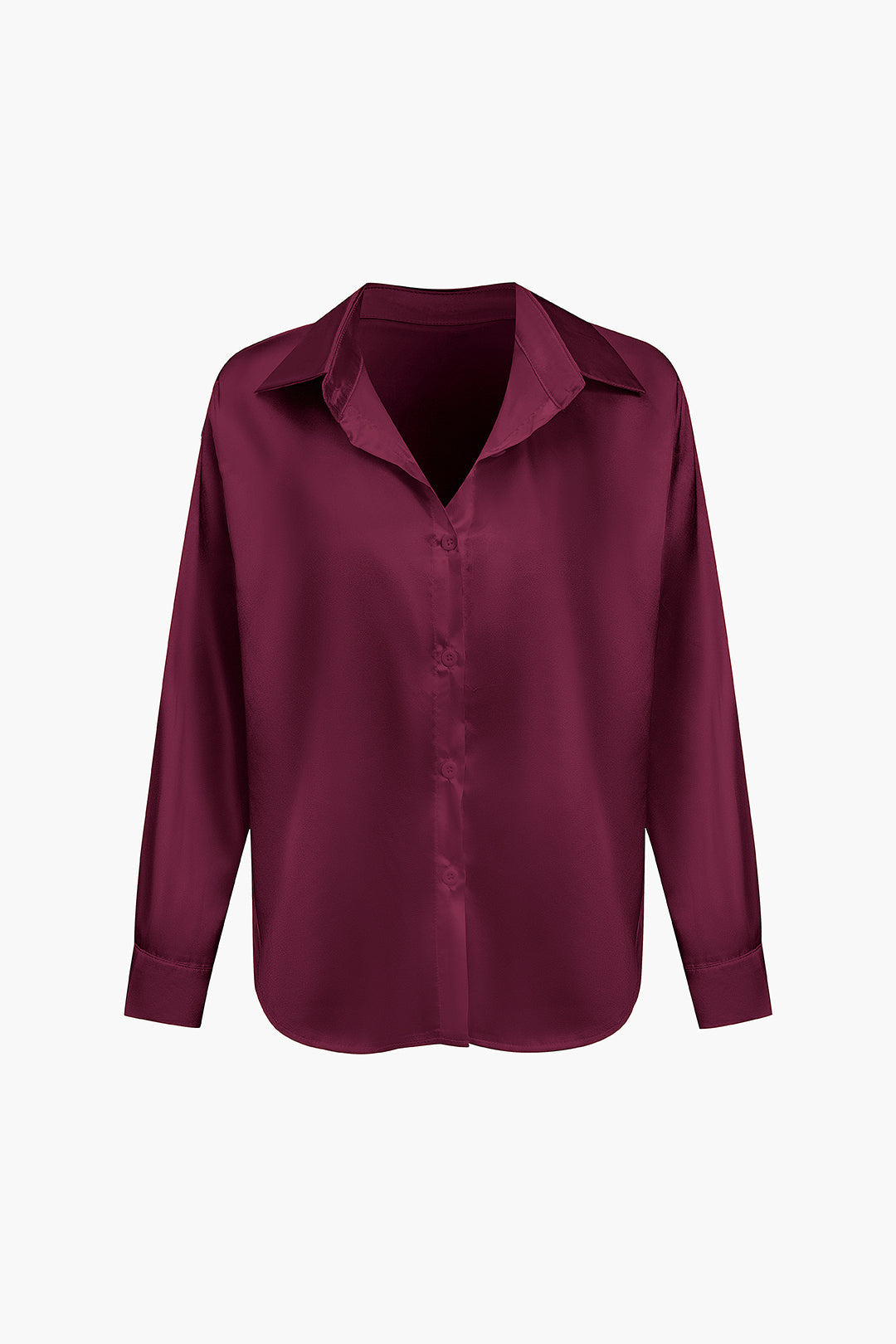 Lillian - Basis Effen Satijnen Dames Langsleeve Shirt