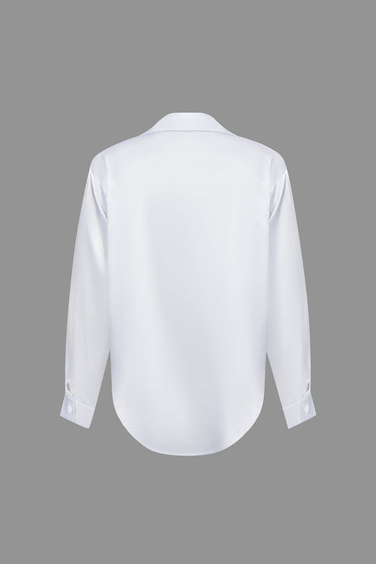 Lillian - Basis Effen Satijnen Dames Langsleeve Shirt