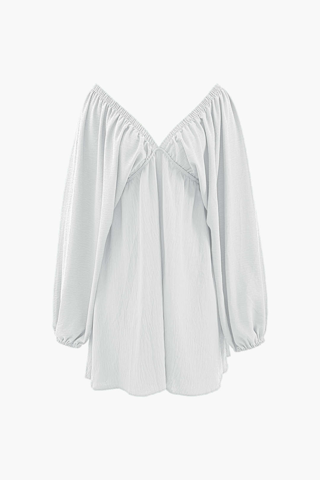 V-neck Mini Dress with Puff Sleeves 