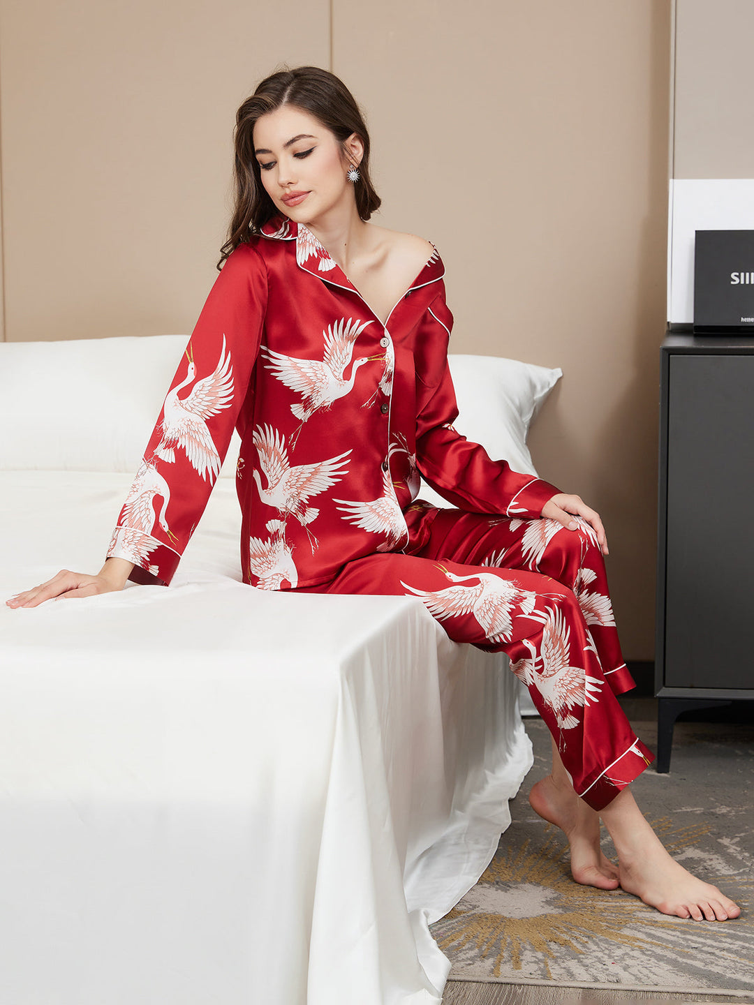 Ailith - Verfijnde Binding Trim Dames Pyjama Set