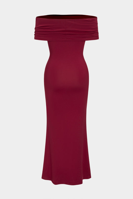 Off Shoulder Zeemeermin Hem Maxi Jurk