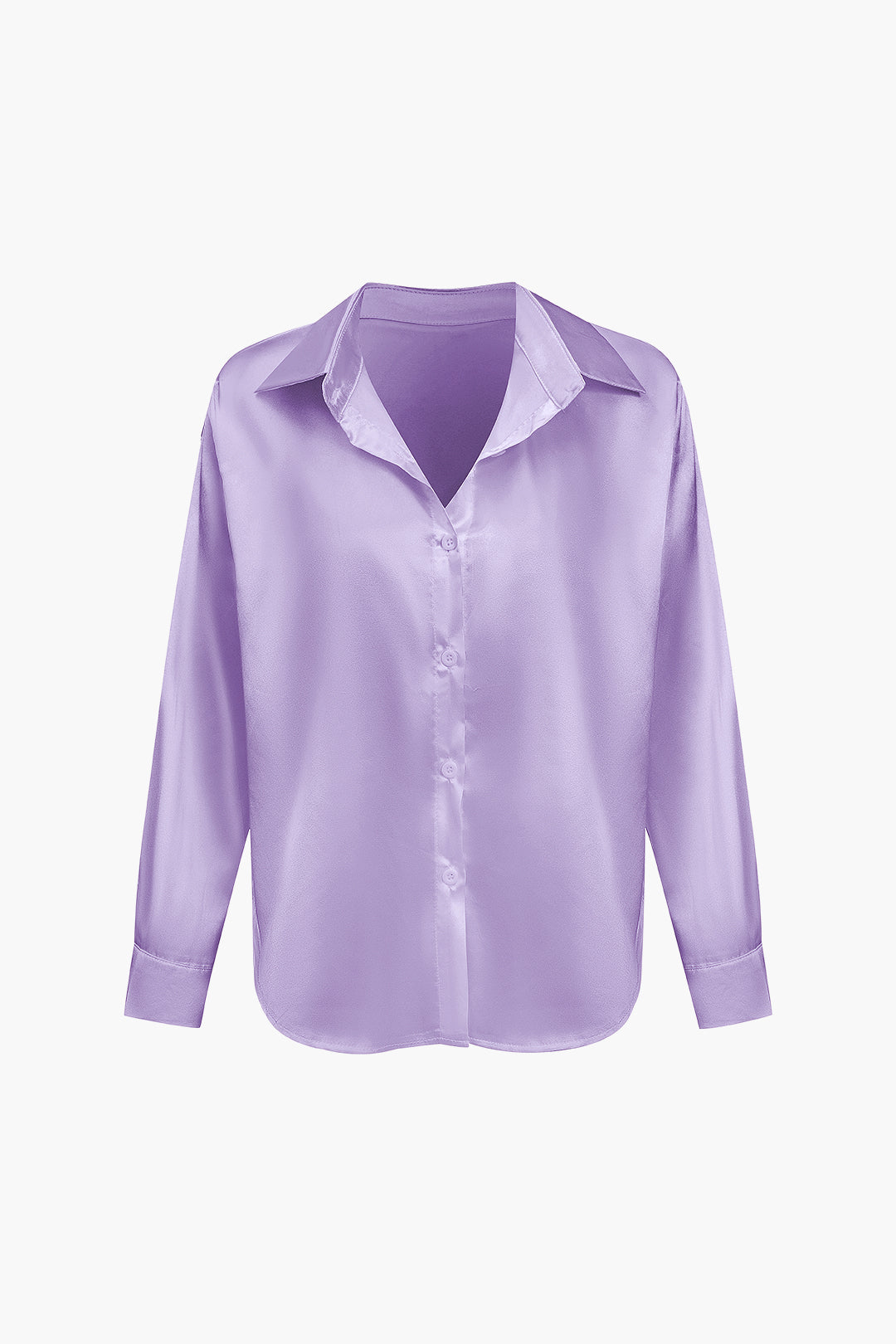 Lillian - Basis Effen Satijnen Dames Langsleeve Shirt