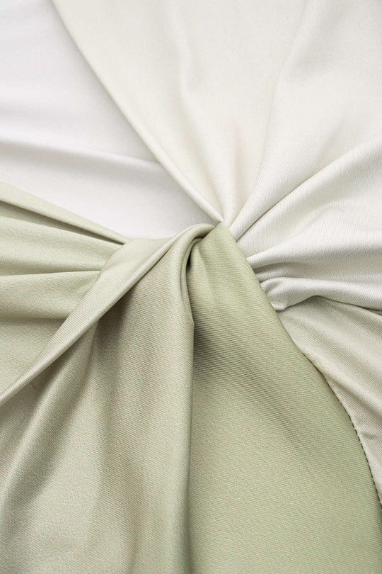 Satin Ombre Print V-Neck Ruffle Sleeveless Maxi Dress 