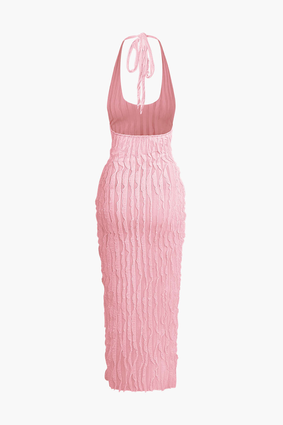 Doorzichtig Rimpel Textuur Halter Rugloze Maxi Jurk