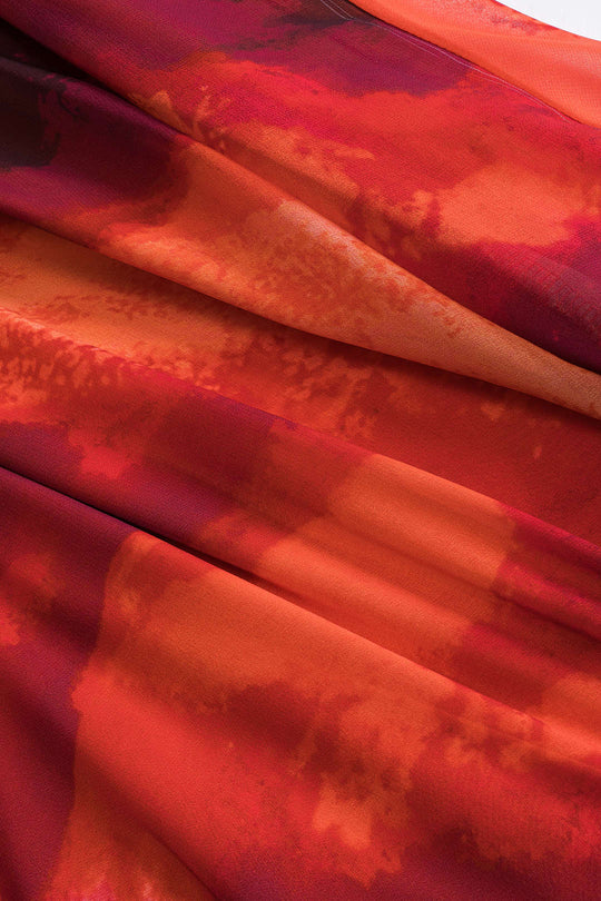 Abstract Print Tie-Up Tank Mouwloos Midi Jurk