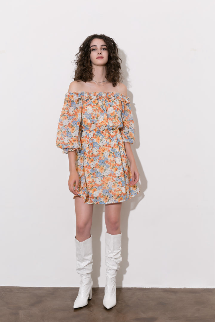 Floral Off The Shoulder Mini Dress 