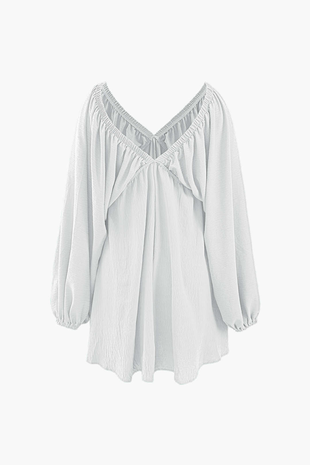 V-neck Mini Dress with Puff Sleeves 