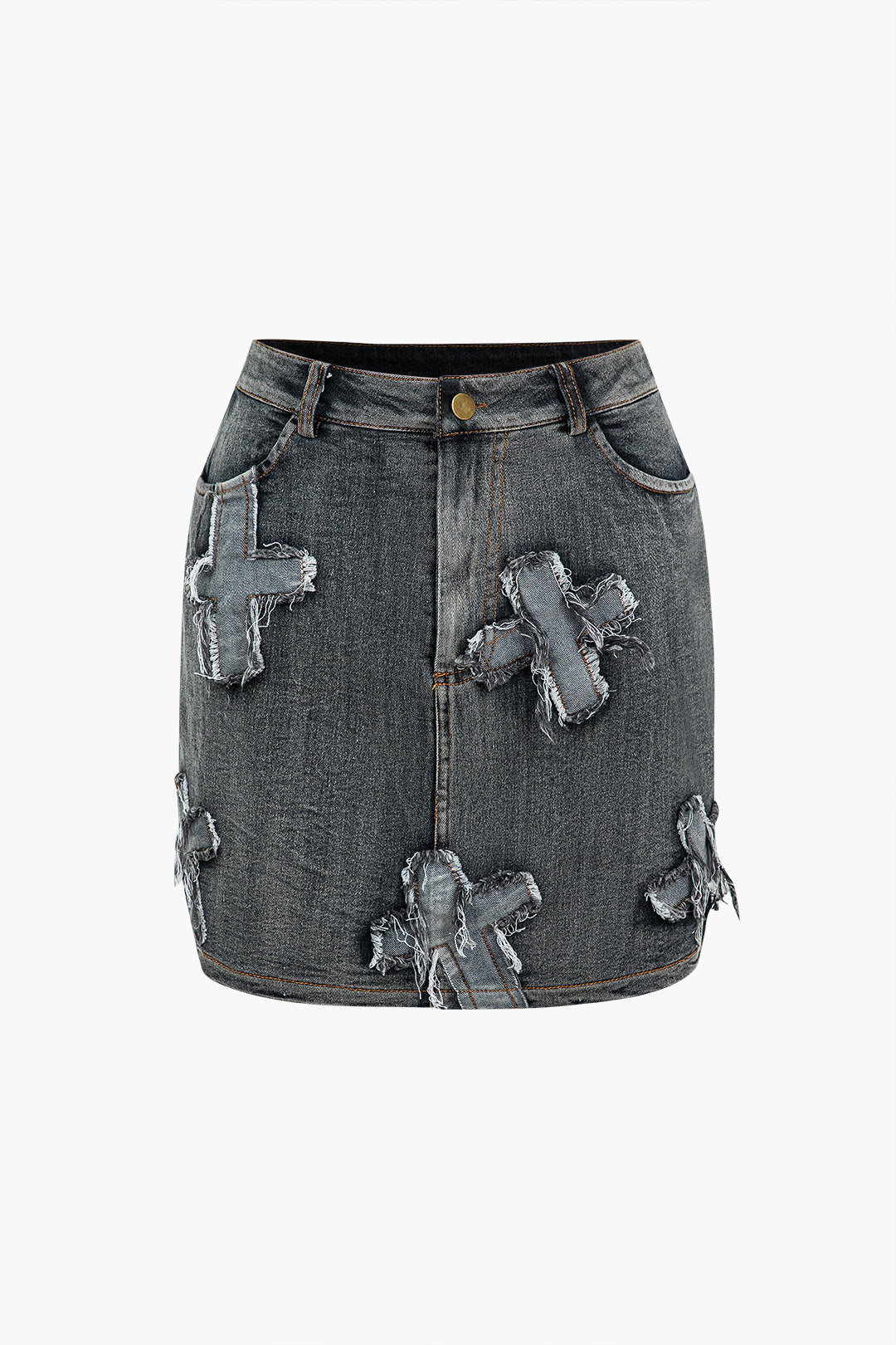 Denim Halter Top with Bow Detail and Mini Skirt Set